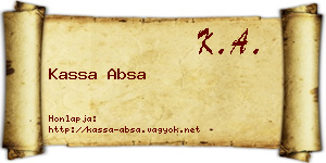 Kassa Absa névjegykártya